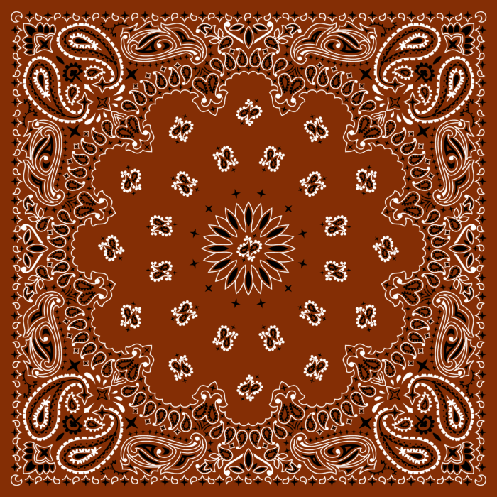 Tissu Imprimé Bandana Paisley 30 Marron Carré, 10 tissus au choix