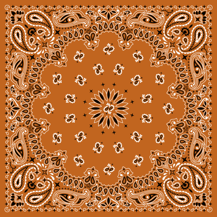Tissu Imprimé Bandana Paisley 31 Caramel Carré, 10 tissus au choix
