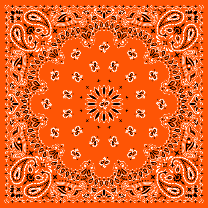 Tissu Imprimé Bandana Paisley 35 Orange Carré, 10 tissus au choix