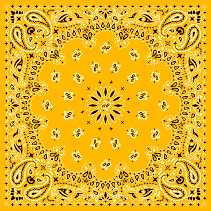 Tissu Imprimé Bandana Paisley 40 Tournesol Carré, 10 tissus au choix