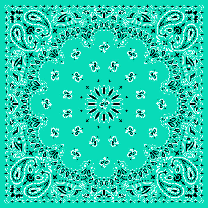 Tissu Imprimé Bandana Paisley 56 Bleu Tiffany, 10 tissus au choix