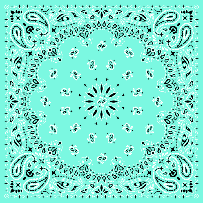Tissu Imprimé Bandana Paisley 57 Turquoise Carré, 10 tissus au choix