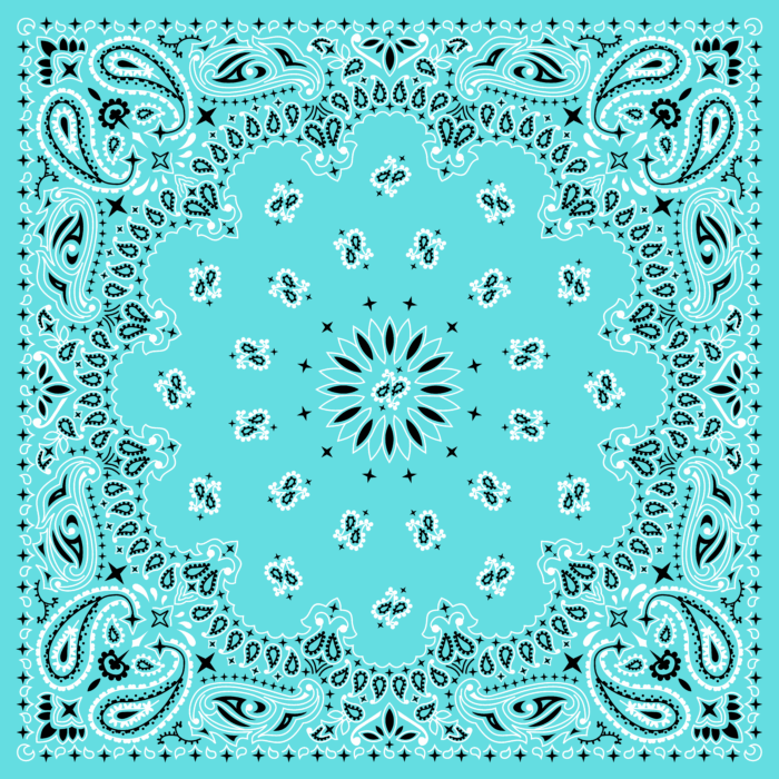 Tissu Imprimé Bandana Paisley 58 Bleu Turquoise, 10 tissus au choix