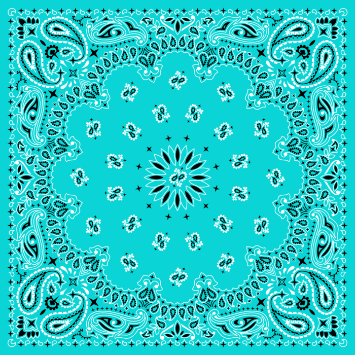 Tissu Imprimé Bandana Paisley 59 Bleu Vert, 10 tissus au choix