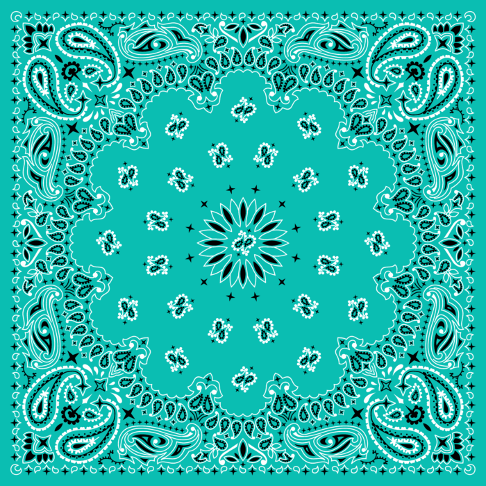 Tissu Imprimé Bandana Paisley 60 Vert Turquoise, 10 tissus au choix