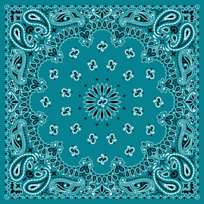 Tissu Imprimé Bandana Paisley 61 Bleu Canard, 10 tissus au choix