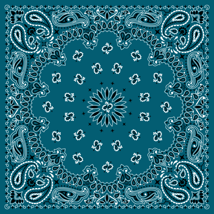 Tissu Imprimé Bandana Paisley 62 Ocean Carré, 10 tissus au choix