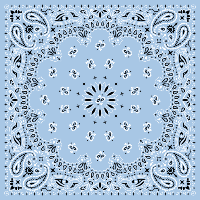Tissu Imprimé Bandana Paisley 67 Bleu Pastel, 10 tissus au choix