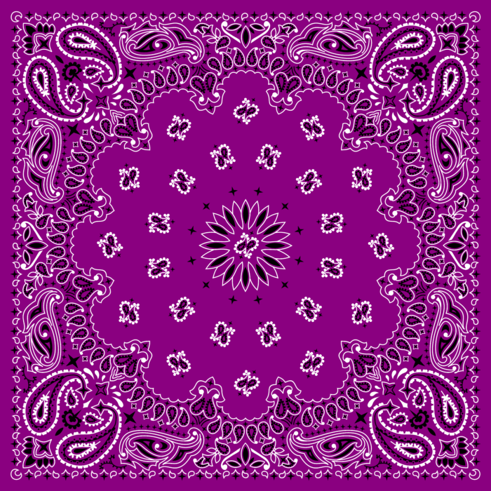Tissu Imprimé Bandana Paisley 09 Violine Carré, 10 tissus au choix