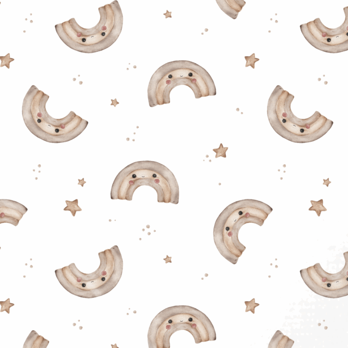 Tissu Imprimé Arc-en-ciel Mignon Boho Blanc, 10 tissus au choix