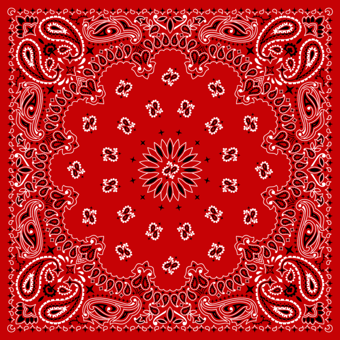 Tissu Imprimé Bandana Paisley 27 Rouge Carré, 10 tissus au choix