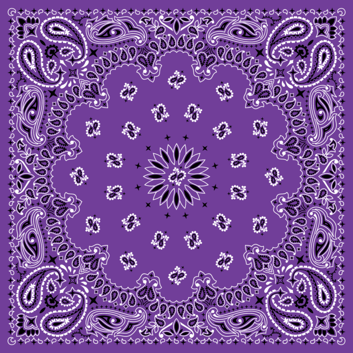 Tissu Imprimé Bandana Paisley 06 Violet Carré, 10 tissus au choix