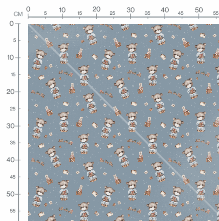 Tissu Imprimé Cadeau de Noel Ourson Bleu, 10 tissus au choix – Image 2