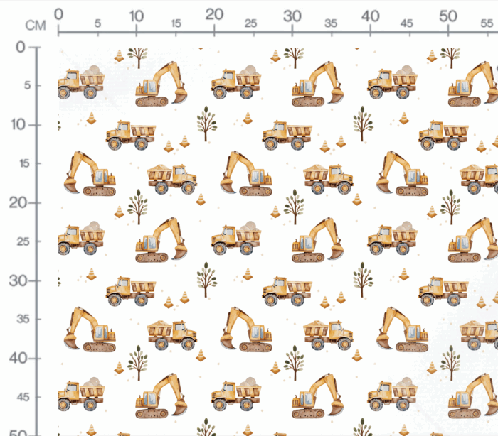 Tissu Imprimé Chantier Camions Arbre, 10 tissus au choix – Image 3