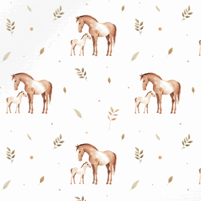 Tissu Imprimé Cheval Maman Et Bébé, 10 tissus au choix