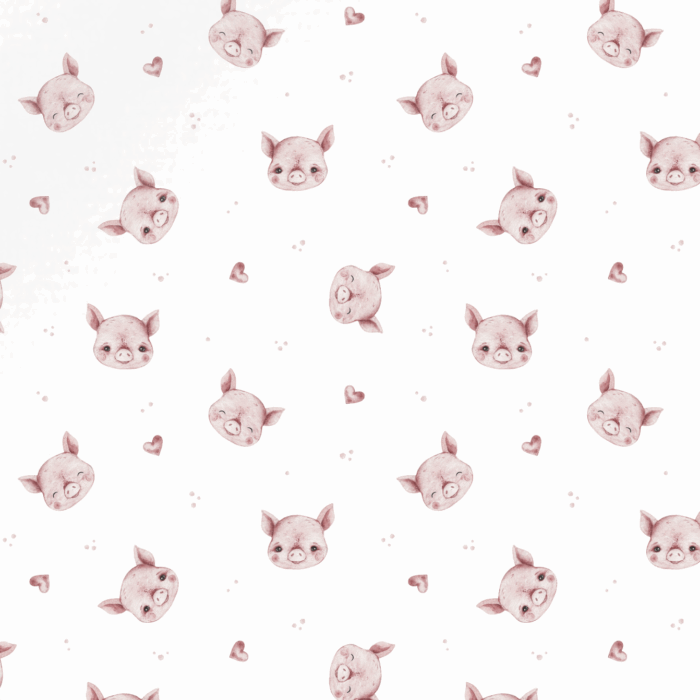 Tissu Imprimé Cochon Mignon Coeur, 10 tissus au choix