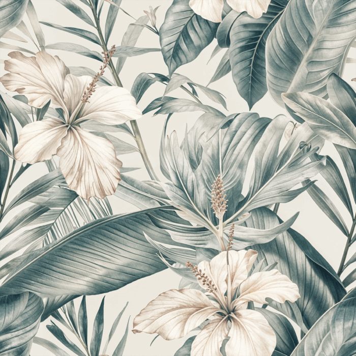 Tissu Feuilles Hibiscus Vintage, 10 tissus au choix