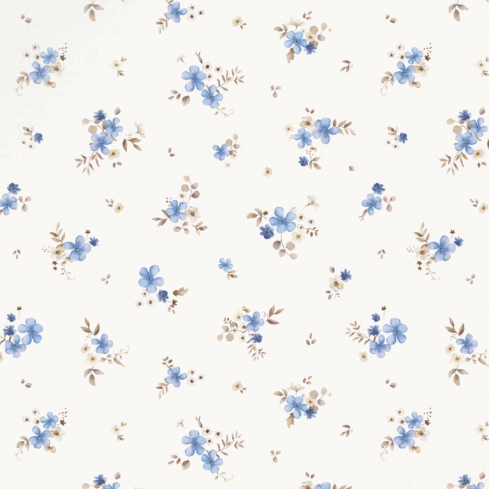 Tissu Fleuri Amour Bleu Crème, 10 tissus au choix