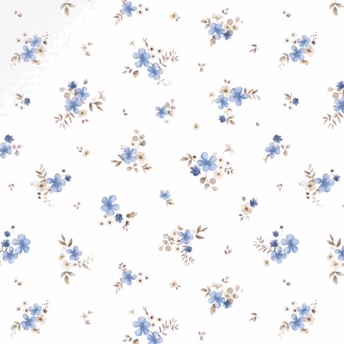 Tissu Fleuri Amour Bleu Blanc, 10 tissus au choix