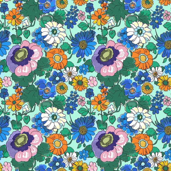 Tissu Fleurs Couleurs Jade, 10 tissus au choix