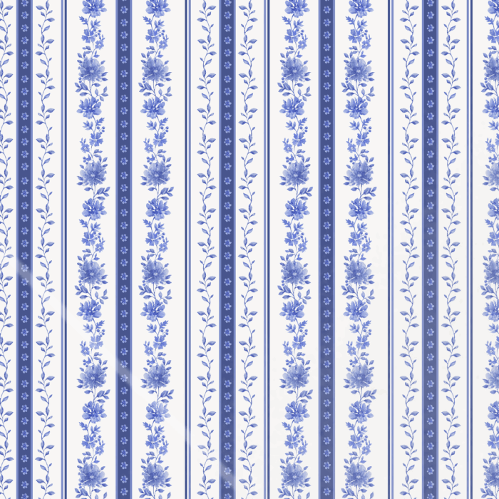 Tissu Fleurs Vintage Rayures Bleues, 10 tissus au choix