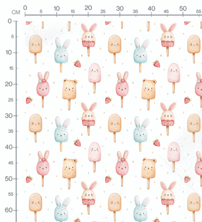 Tissu Imprimé Glace Animaux Blanc, 10 tissus au choix – Image 2