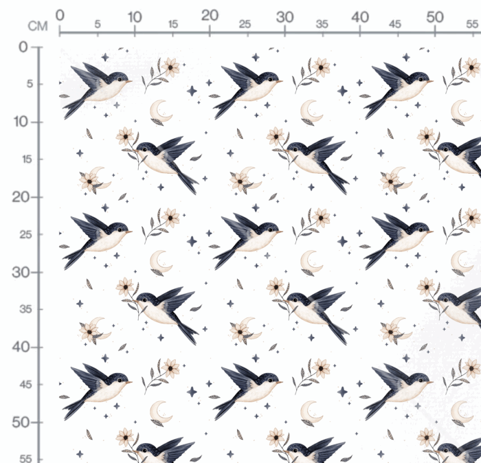Tissu Imprimé Hirondelle Lune, 10 tissus au choix – Image 2