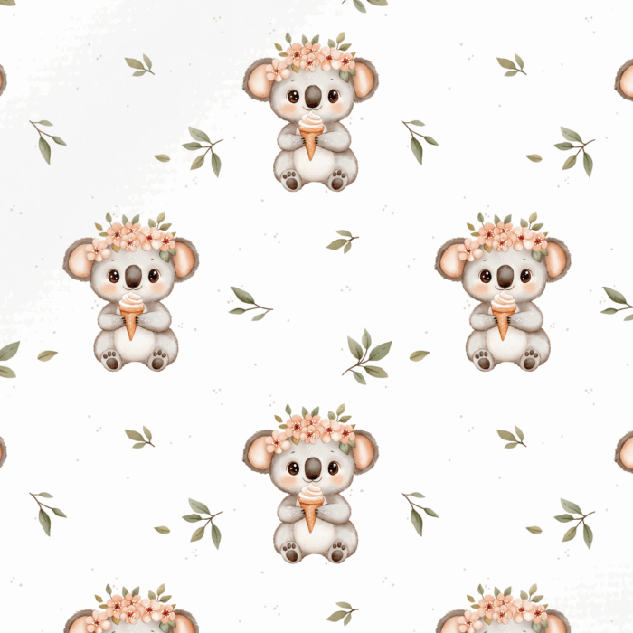 Tissu Imprimé Koala Fleur Glace, 10 tissus au choix