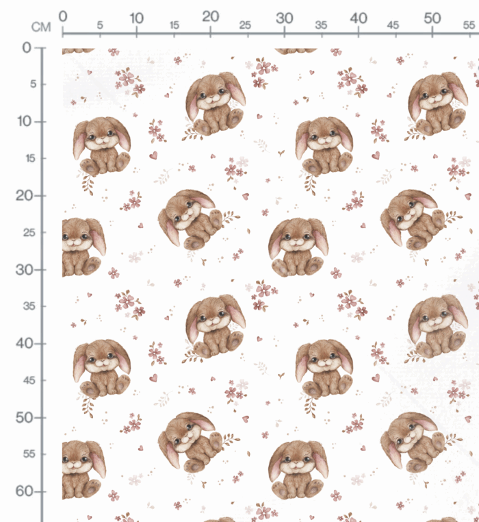 Tissu Imprimé Lapin Amour Fleurs Roses, 10 tissus au choix – Image 2