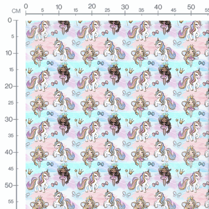 Tissu Imprimé Licorne Bleu Et Rose, 10 tissus au choix – Image 2