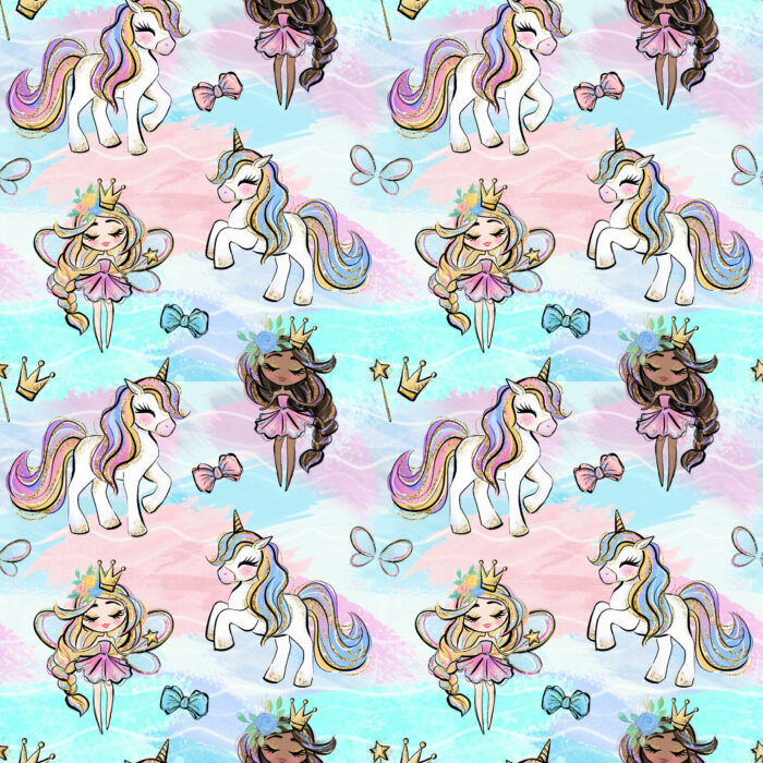 Tissu Imprimé Licorne Bleu Et Rose, 10 tissus au choix