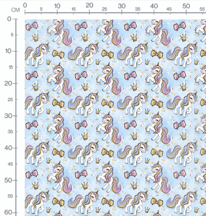 Tissu Imprimé Licorne Couronne Bleu, 10 tissus au choix – Image 2