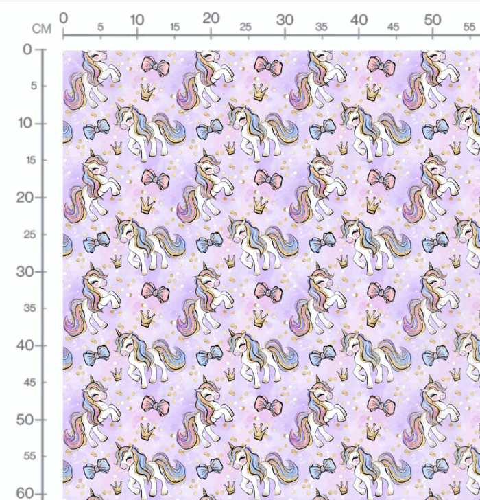 Tissu Imprimé Licorne Couronne Rose, 10 tissus au choix – Image 2