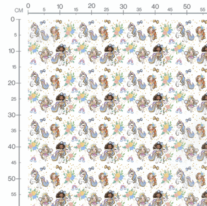 Tissu Imprimé Licorne Et Filles Blanc, 10 tissus au choix – Image 2