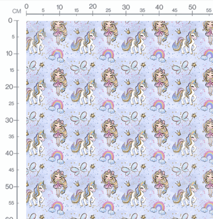 Tissu Imprimé Licorne Et Princesse Ciel, 10 tissus au choix – Image 2