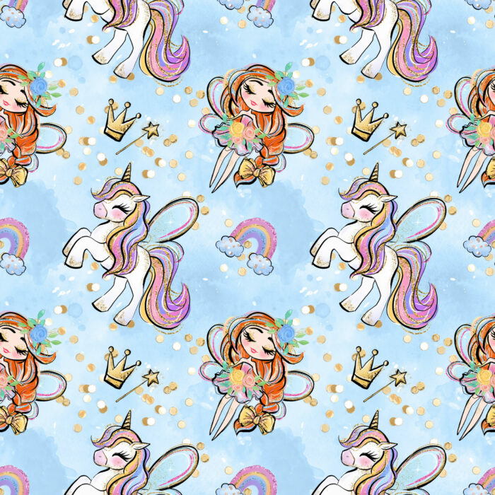 Tissu Imprimé Licorne Fille Paillettes, 10 tissus au choix