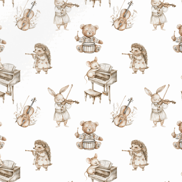 Tissu Imprimé Musique Animaux, 10 tissus au choix