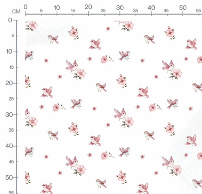 Tissu Imprimé Oiseau Rose Fleurs, 10 tissus au choix – Image 3