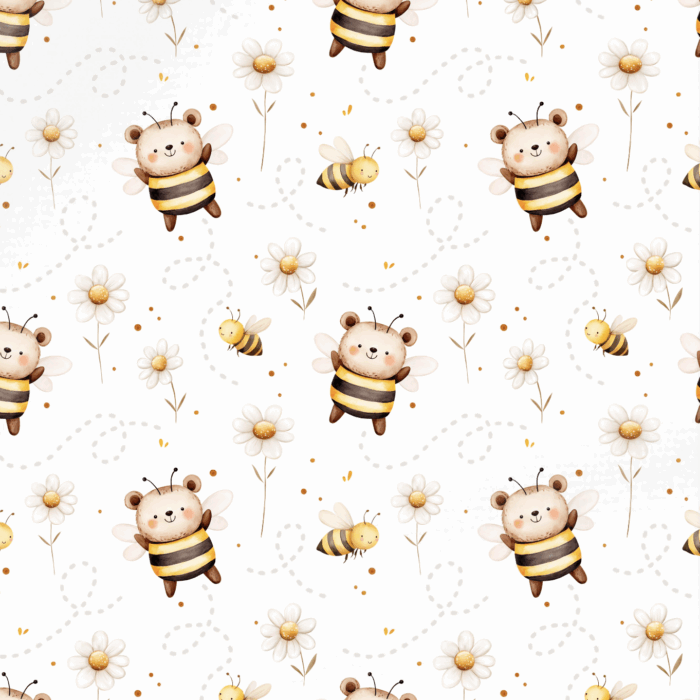 Tissu Imprimé Ourson Abeille Fleurs, 10 tissus au choix