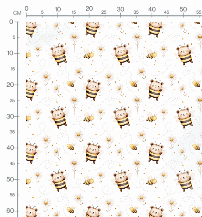 Tissu Imprimé Ourson Abeille Fleurs, 10 tissus au choix – Image 2