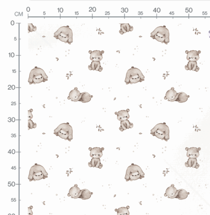 Tissu Imprimé Ourson Mignon Peluche Feuille, 10 tissus au choix – Image 2