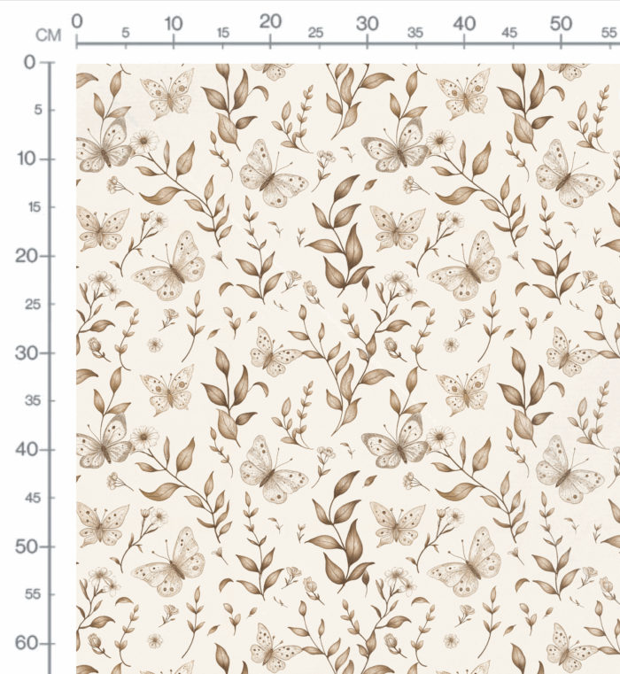 Tissu Imprimé Papillon Feuilles Sepia, 10 tissus au choix – Image 2
