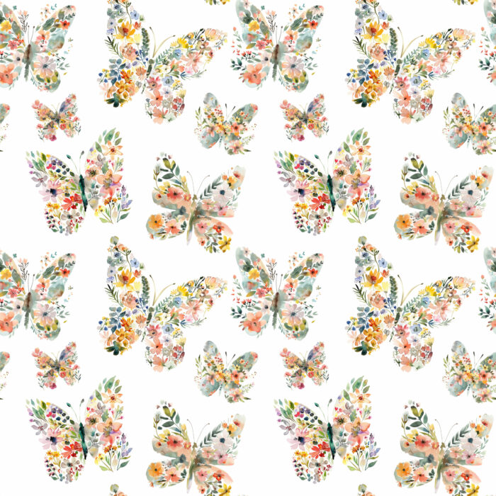 Tissu Imprimé Papillon Fleuri Couleurs, 10 tissus au choix