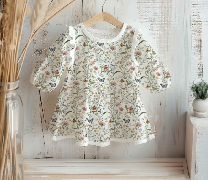 Tissu Imprimé Papillon Fleurs Sauvages, 10 tissus au choix – Image 3