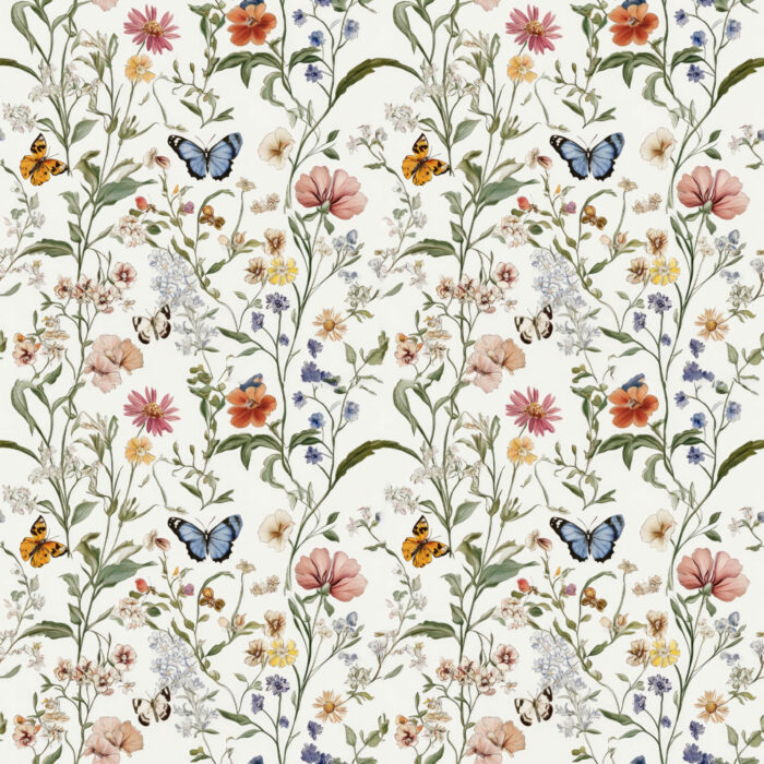 Tissu Imprimé Papillon Fleurs Sauvages, 10 tissus au choix