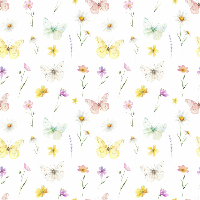 Tissu Imprimé Papillons Couleurs Pastel, 10 tissus au choix