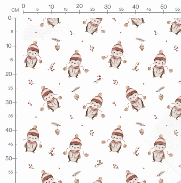 Tissu Imprimé Pingouin Bonnet Rouge, 10 tissus au choix – Image 2