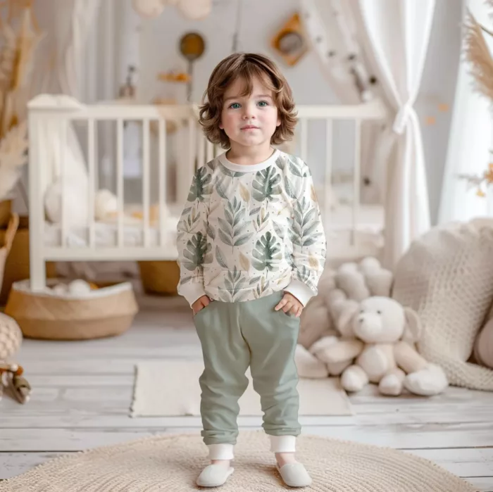 Tissu Feuilles de Foret Creme, 10 tissus au choix – Image 2