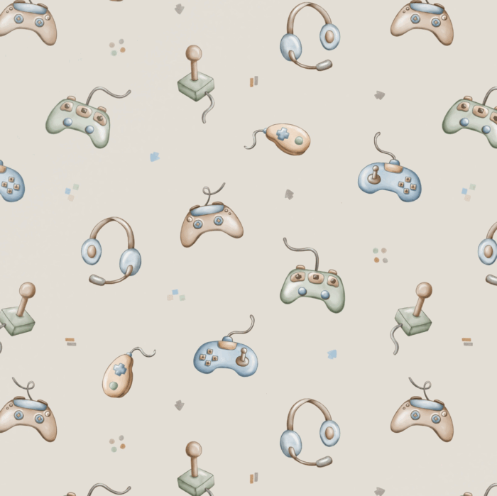 Tissu Imprimé Console de Jeux Beige, 10 tissus au choix