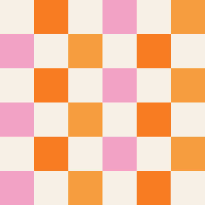 Tissu Imprimé Damier Orange Rose Vanille, 10 tissus au choix